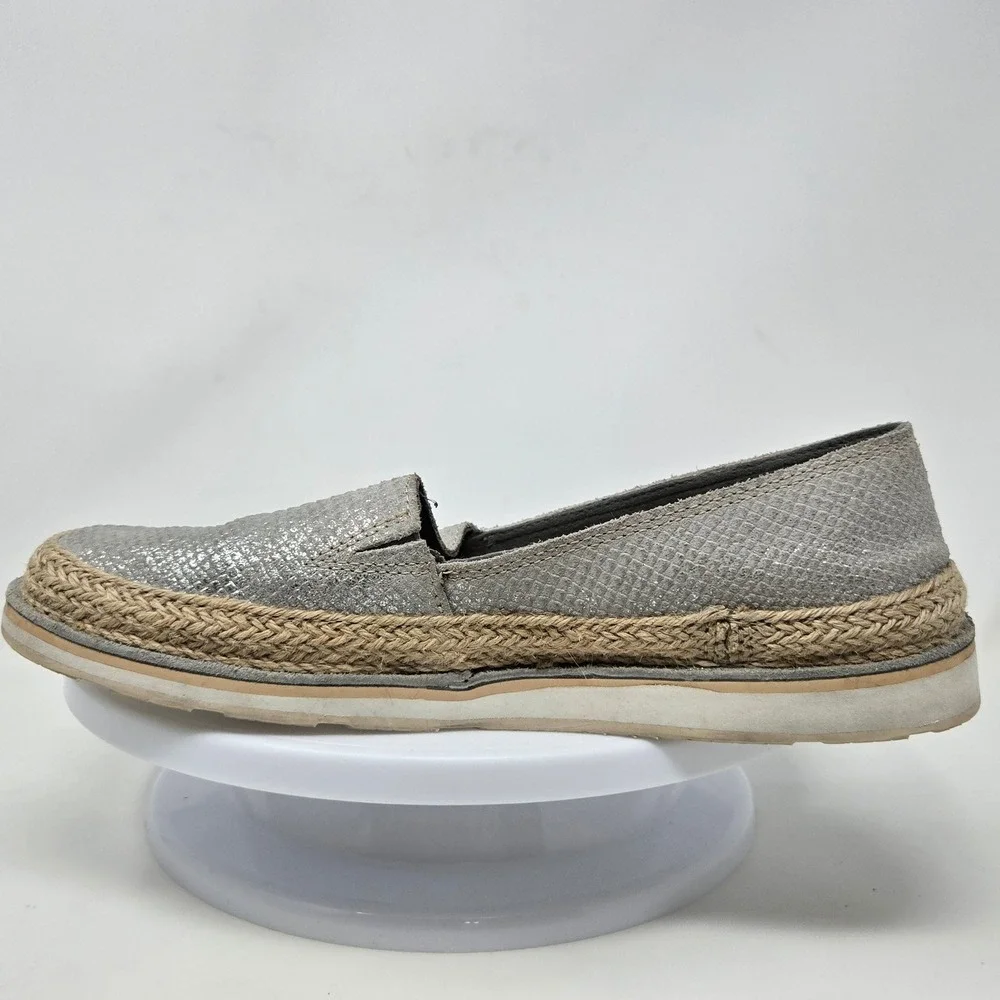 Ariat Cruiser Silver Metallic Snakeskin Espadrille‎ Slip On Shoes 10023044 9B